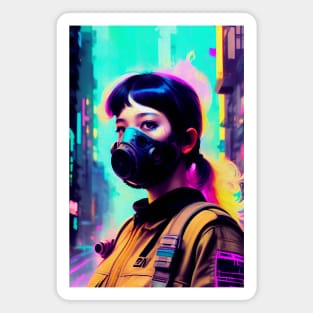 Abstract Cyberpunk Girl Magnet